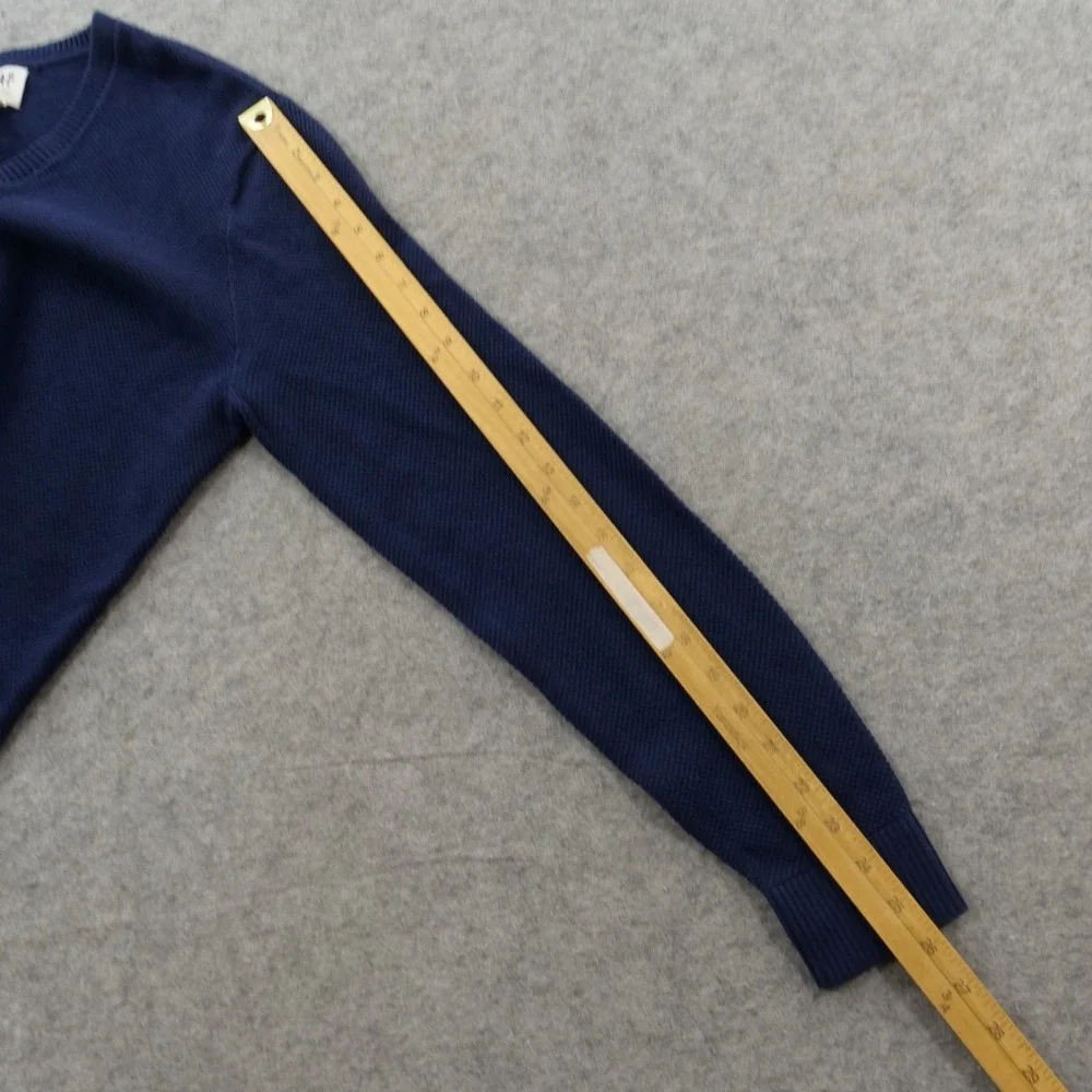 Gap Sweater Mens Medium Blue V-Neck Textured Knit Pullover Cotton New